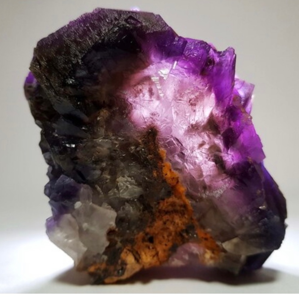Purple Cubic Fluorite / Phantom Fluorite with Calcite